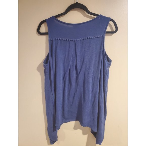 Knox Rose Blue Embroidered Navy Blue Sharkbite Tank, Size L - Picture 4 of 4